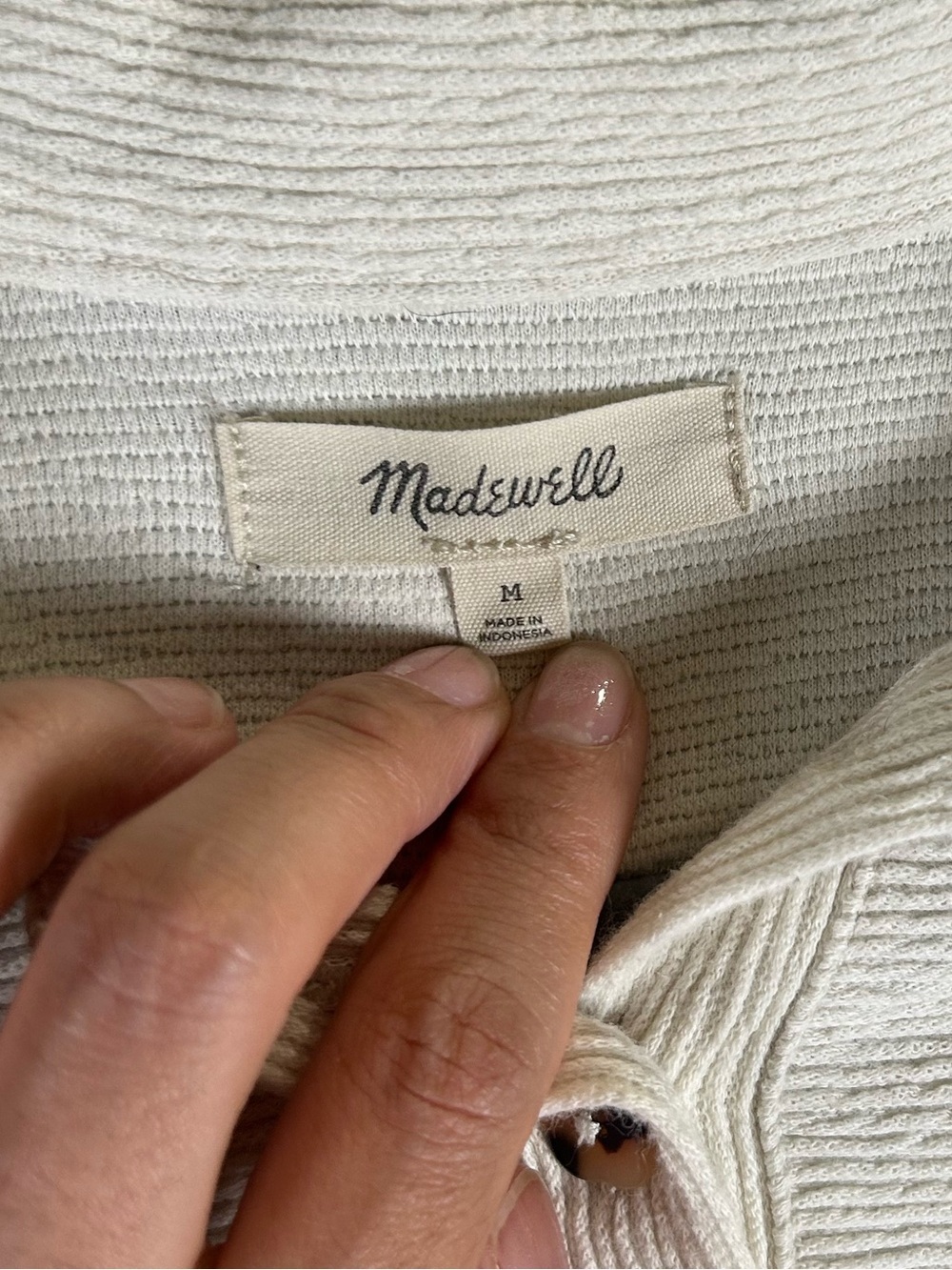 Madewell Cream Button-Front Collared Women's Sweater - Picture 4 of 14